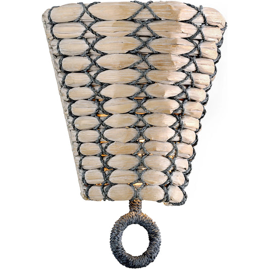 Solana Wall Sconce by Troy in earthen bronze. Made from hand worked iron in a unique style.
