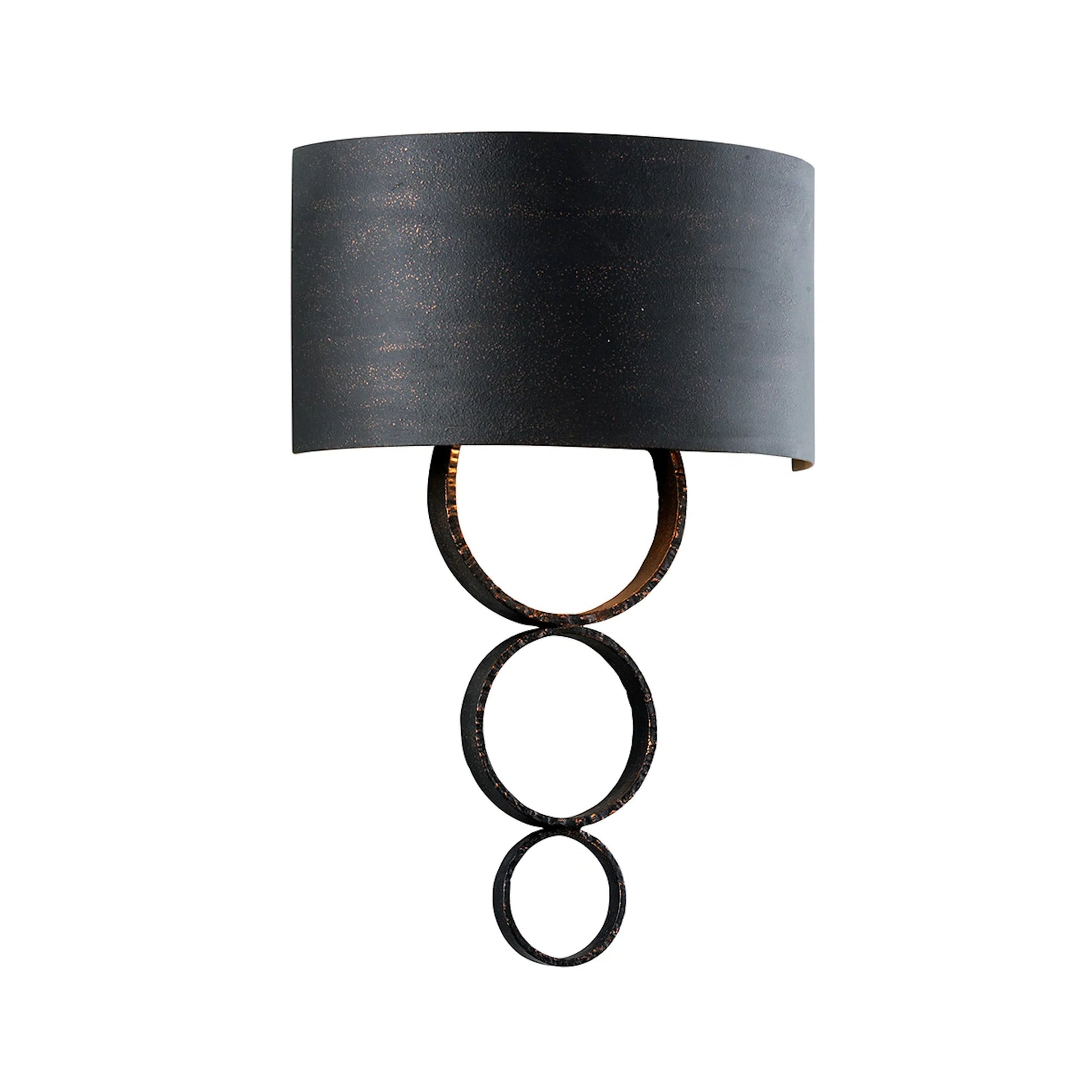 Rivington Wall Sconce by Troy in charred copper. Made from hand forged iron in a modern style.