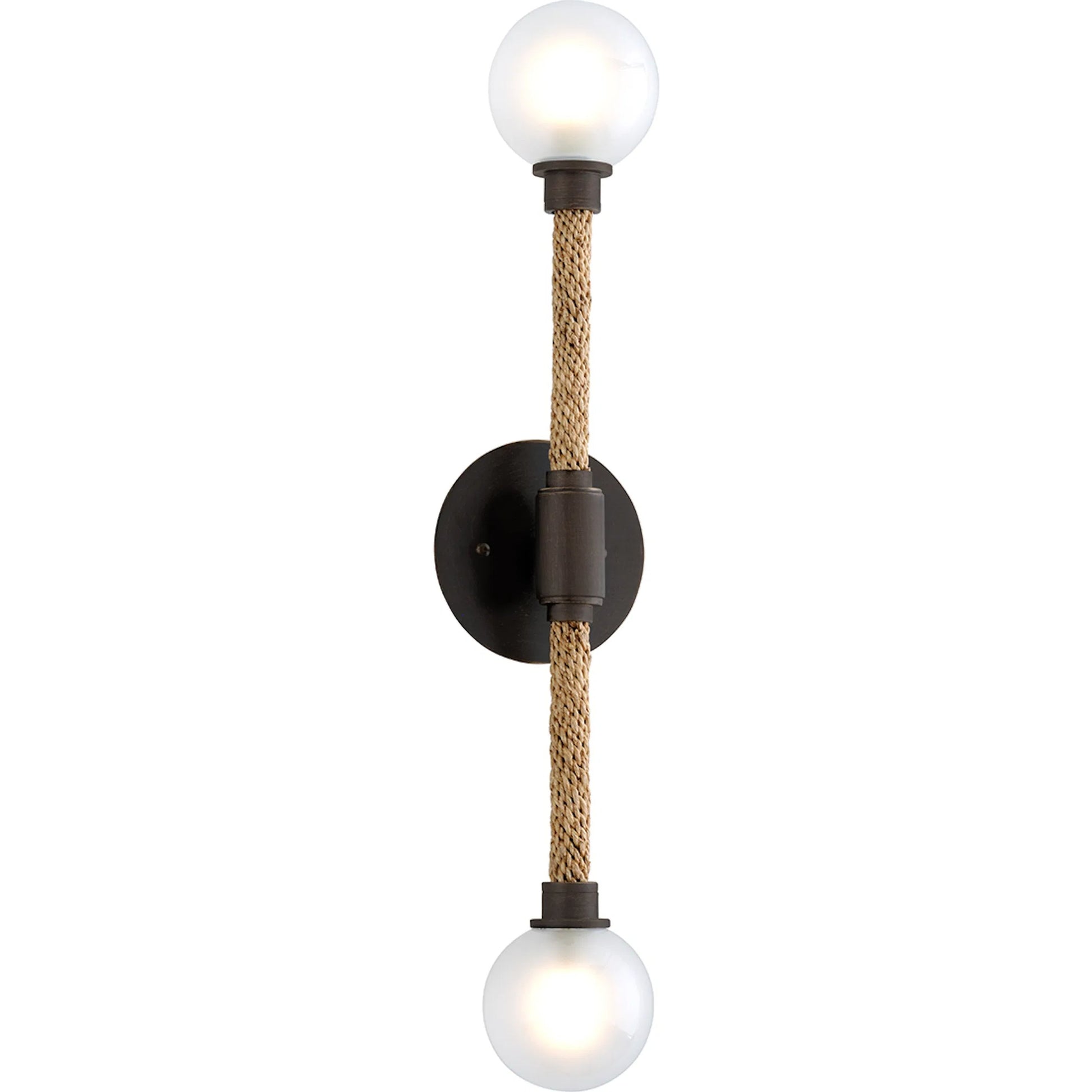 Nomad Wall Sconce by Troy in classic bronze. Made from hand worked iron in a unique style.
