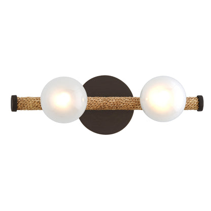 Nomad Vanity Light by Troy in classic bronze. Made from hand worked iron in a modern style.