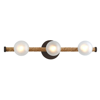 Nomad Vanity Light by Troy in classic bronze. Made from hand worked iron in a modern style.
