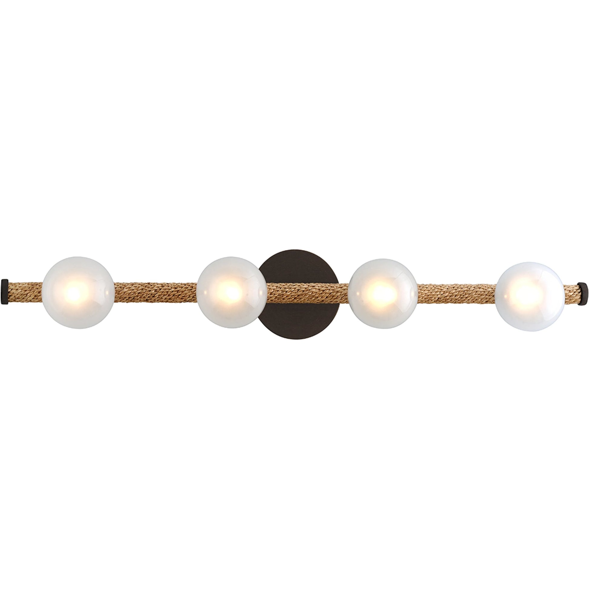 Nomad Vanity Light by Troy in classic bronze. Made from hand worked iron in a modern style.