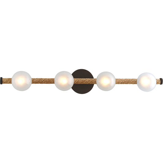 Nomad Vanity Light by Troy in classic bronze. Made from hand worked iron in a modern style.