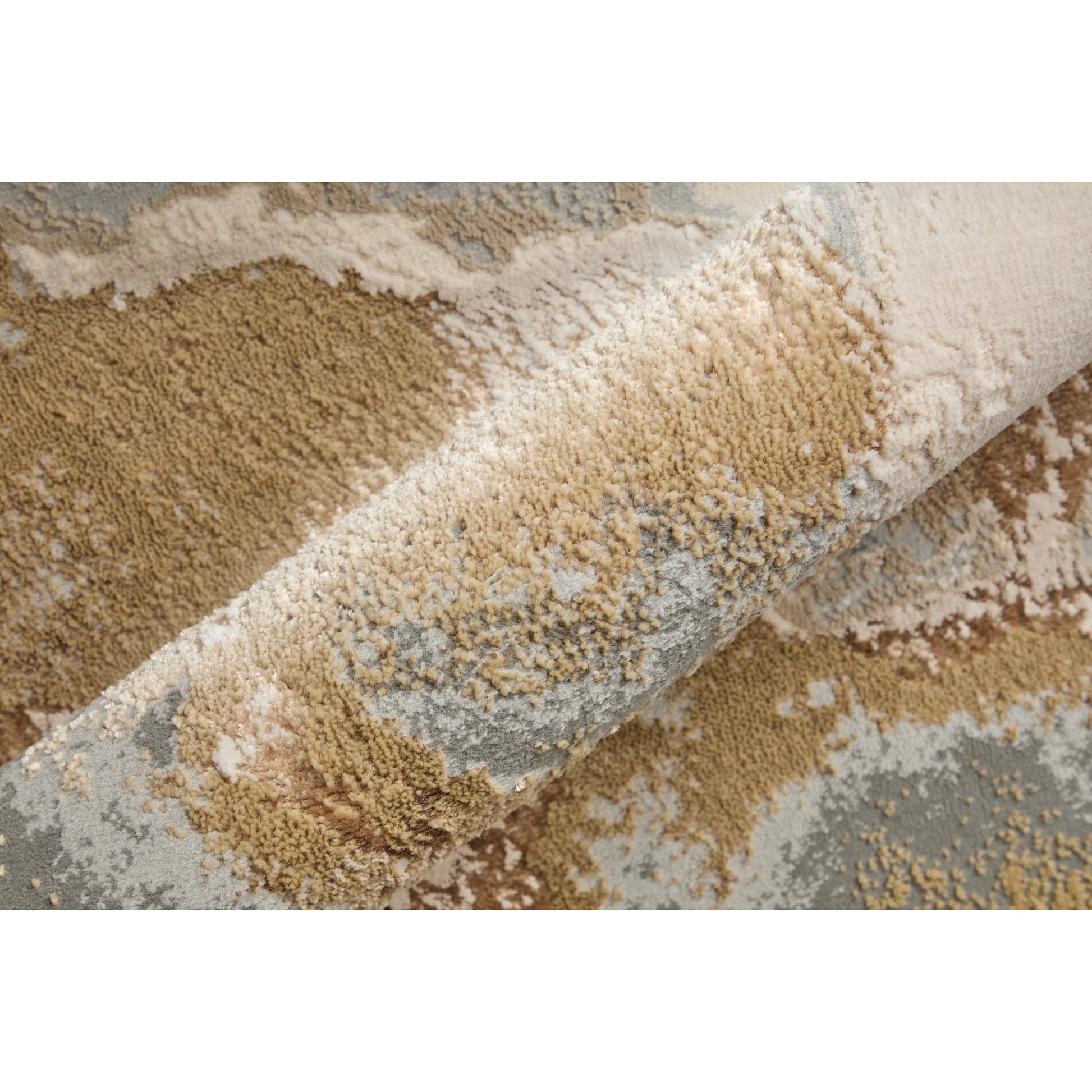 Aura Rug - 3737F by Feizy in gray, ivory, gold. Made from polyester, polypropylene in a unique style.