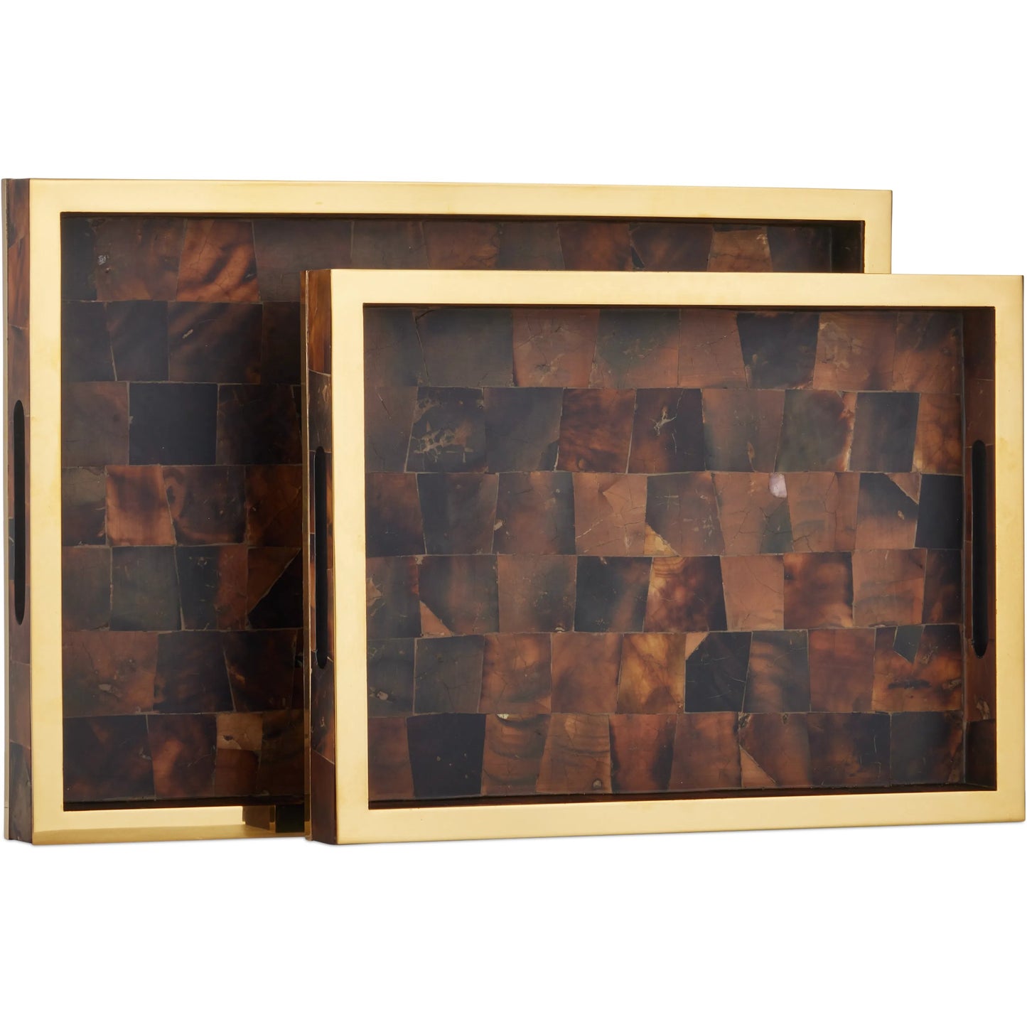 003 SI-2386994 | Additional Silo | Casey Brown Tray Set by Currey and Company in natural, brass. Made from pen shell, stainless steel, wood in a eclectic & global style.