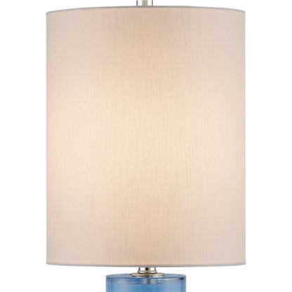 Aquaviva Table Lamp by Currey and Company in blue, clear, polished nickel. Made from glass, optic crystal, metal in a modern style.