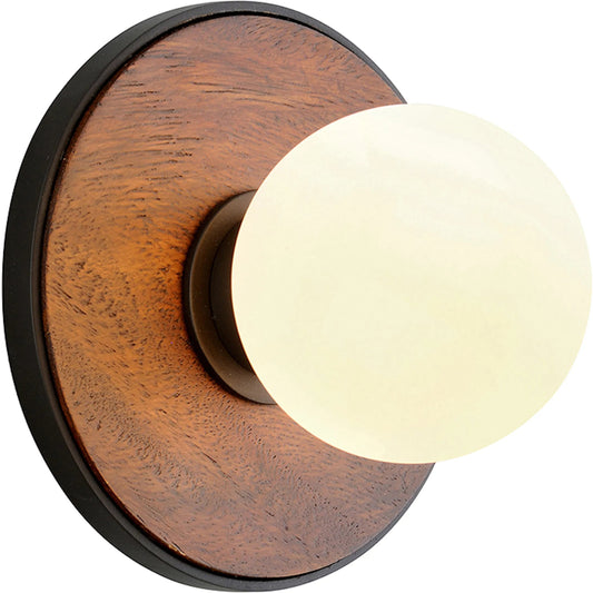 Cadet Wall Sconce by Troy in black and natural acacia. Made from hand worked iron in a transitional style.