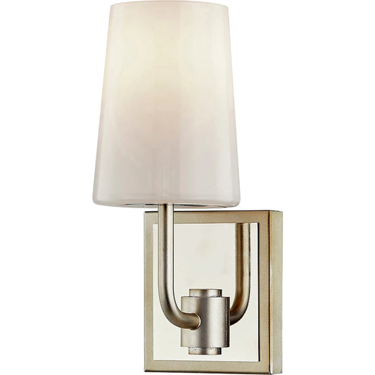 Simone Bath and Vanity Sconce by Troy in warm silver leaf. Made from hand worked iron in a unique style.