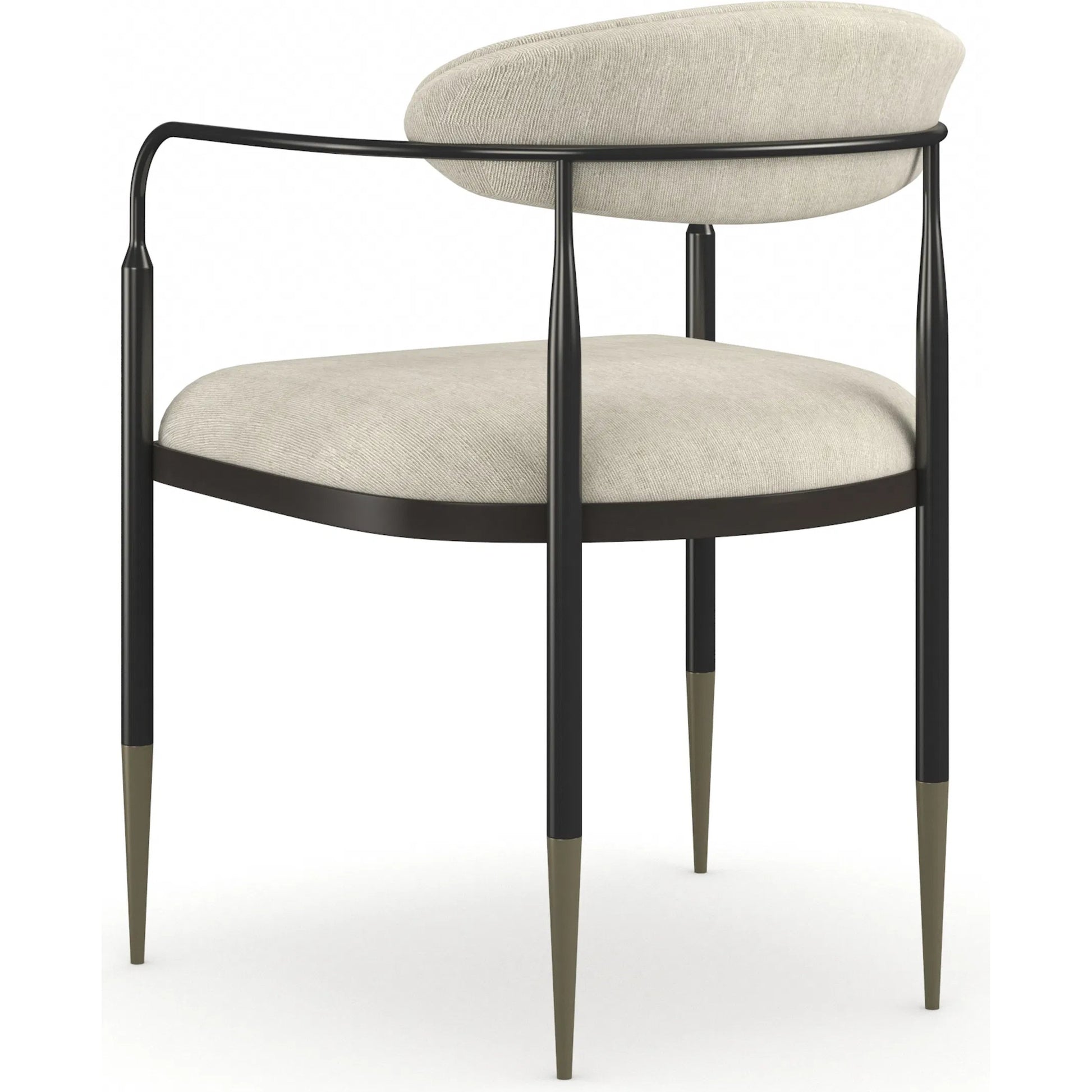 Epoch Armchair by Caracole in ivory and deep bronze, champagne gold. Made from unique in a transitional style.