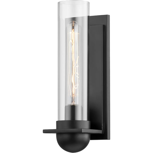 Kai Wall Sconce by Troy in satin black. Made from hand crafted iron in a modern style.