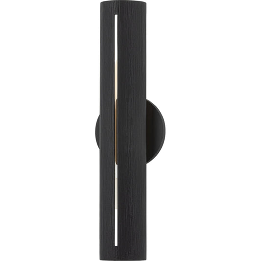 Brandon Wall Sconce by Troy in textured black. Made from steel iron in a modern style.