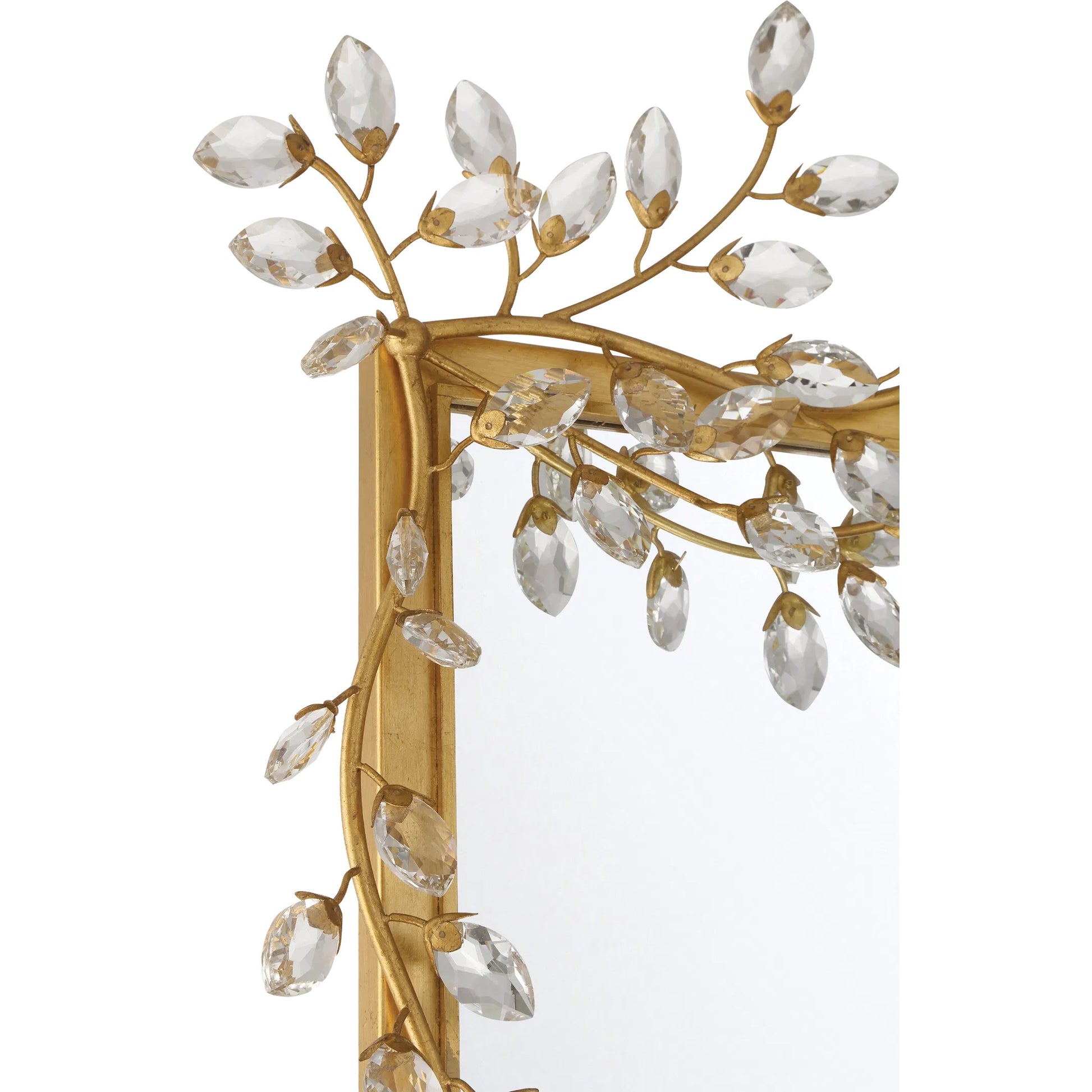 Forget-Me-Not Mirror by Currey and Company. Made from crystal, metal, glass in a modern style.