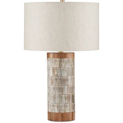 Hyson Table Lamp by Currey and Company in natural, brass. Made from wood, horn, composite, engineered hardwood, metal in a modern style.