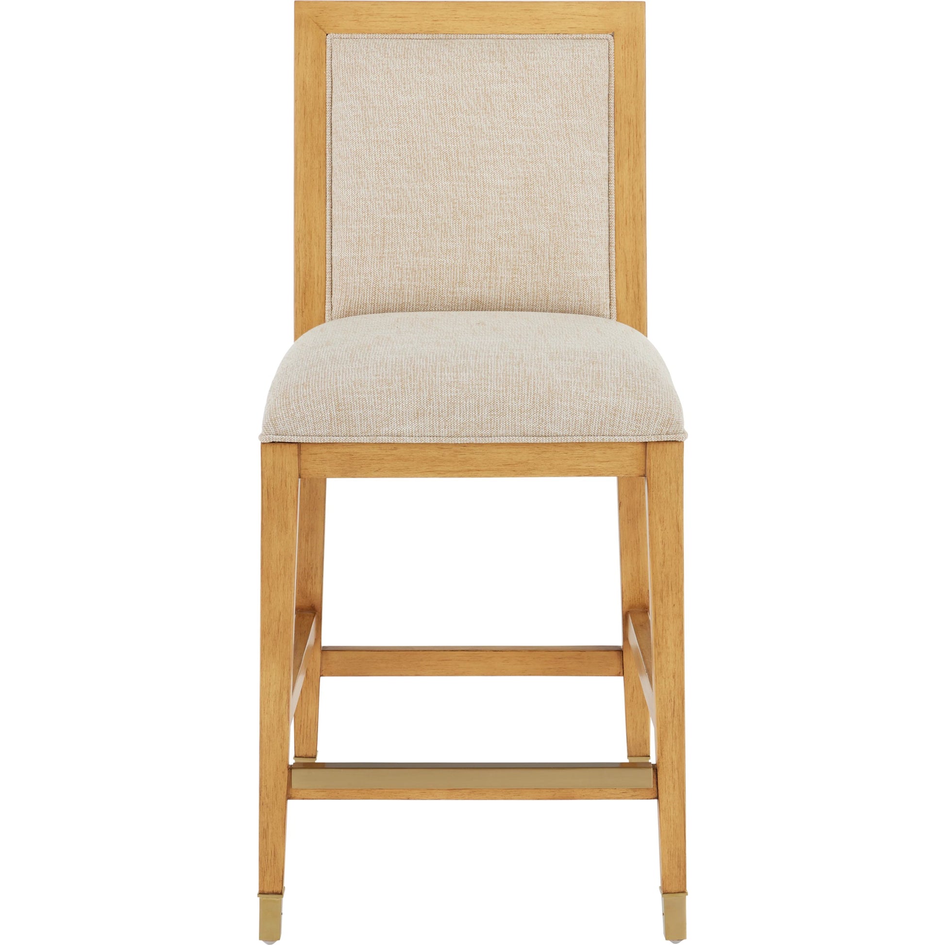 Santos Counter Stool by Currey and Company. Made from mahogany, rattan, brass in a modern style.