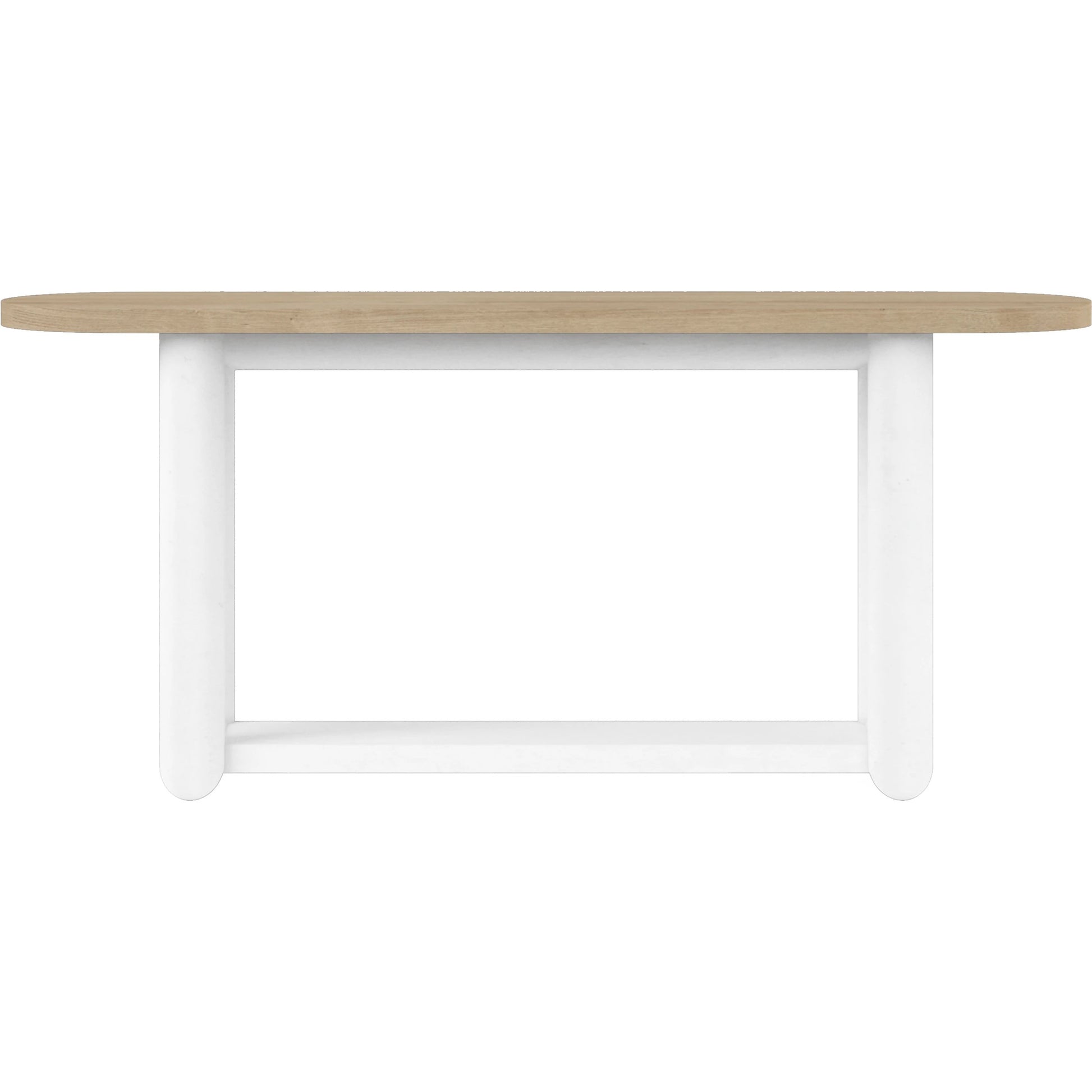 Garrison Console Table by A.R.T. Furniture in washed oak, emory white. Made from parawood solids with ash embossing, white oak veneers, resin in a modern style.