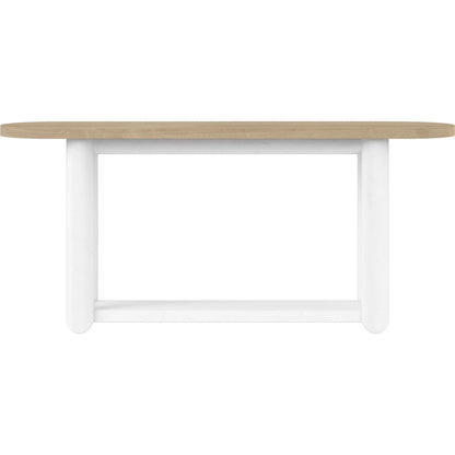 Garrison Console Table by A.R.T. Furniture in washed oak, emory white. Made from parawood solids with ash embossing, white oak veneers, resin in a modern style.