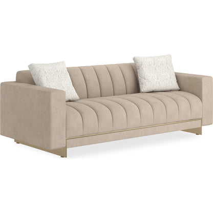 Well Balanced 84" Sofa by Caracole in moonstone and whisper of gold. Made from metal in a transitional style.