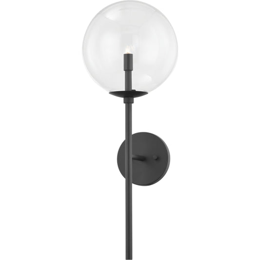 Madrid Wall Sconce by Troy in soft black. Made from iron, steel in a modern style.