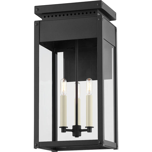 Braydan 3 Light Exterior Wall Sconce by Troy in textured black. Made from aluminum in a modern style.