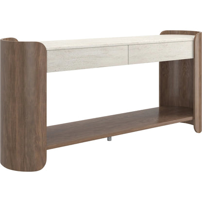 Fleur Console Table by Caracole in porcini. Made from stone in a transitional style.