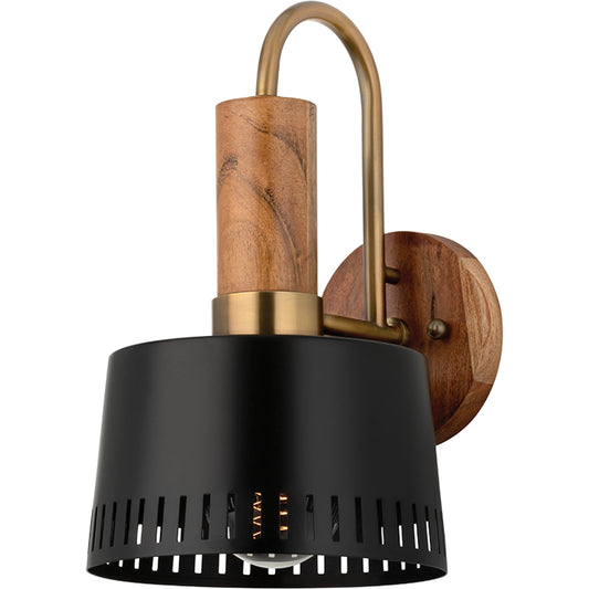 Memphis One Light Sconce by Troy in patina brass. Made from steel, acacia in a modern style.