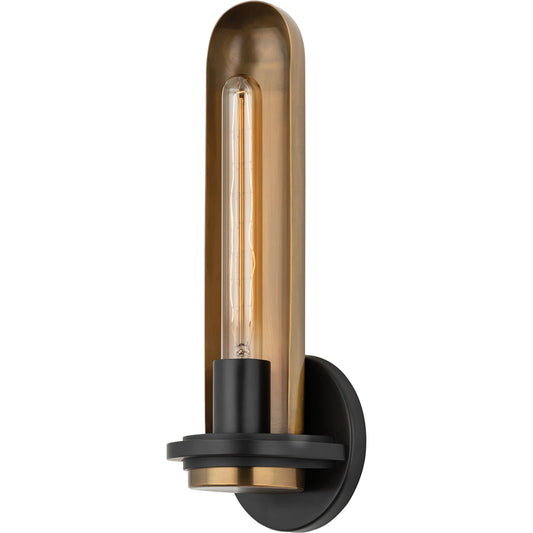 Tuscon One Light Sconce by Troy in patina brass. Made from steel in a modern style.
