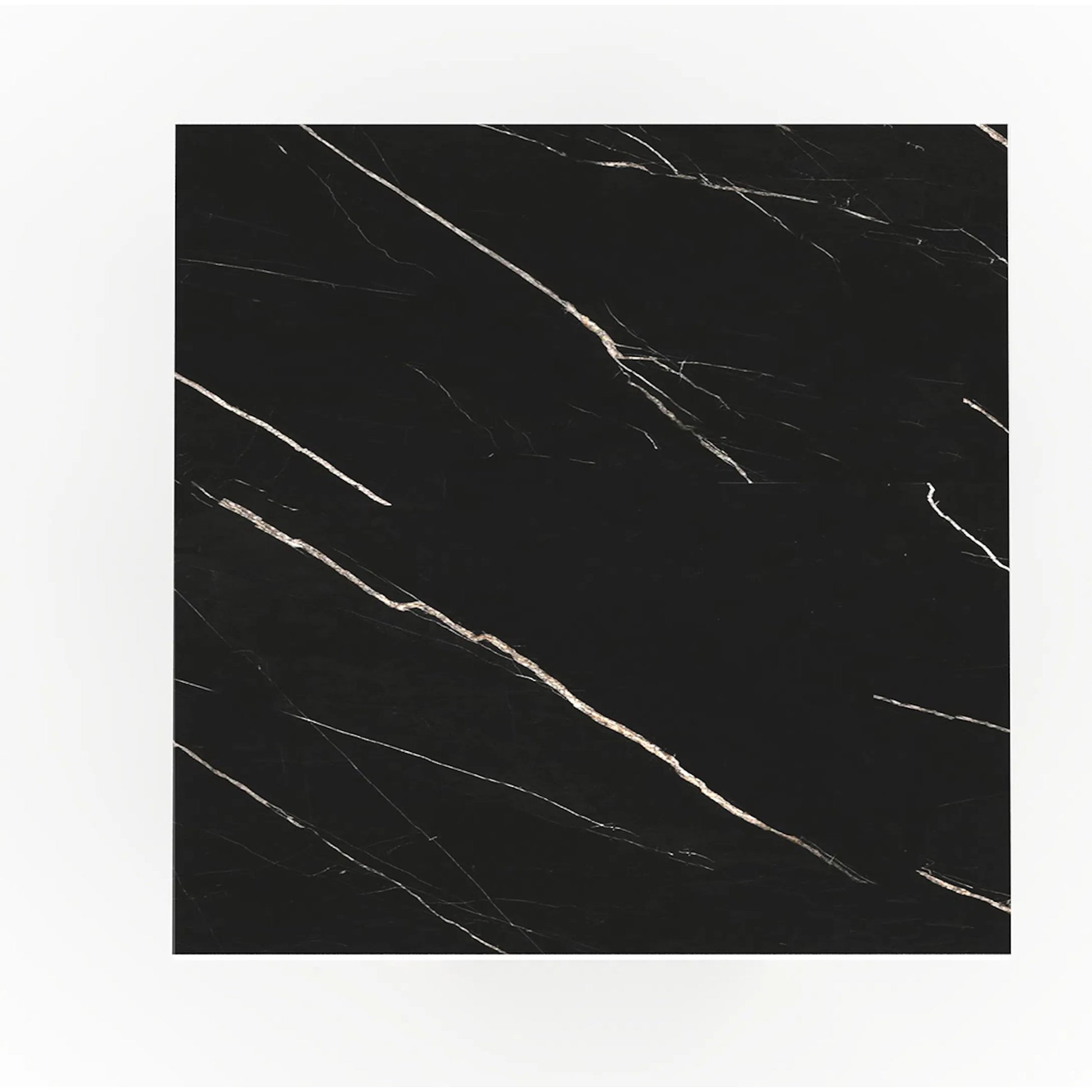 Wish You Were Here Square Side Table by Caracole in black marble, gold and whisper of gold. Made from marble in a modern style.