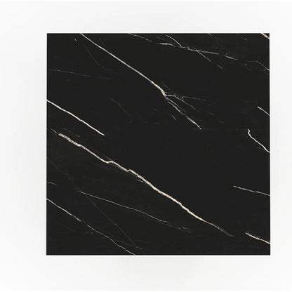 Wish You Were Here Square Side Table by Caracole in black marble, gold and whisper of gold. Made from marble in a modern style.