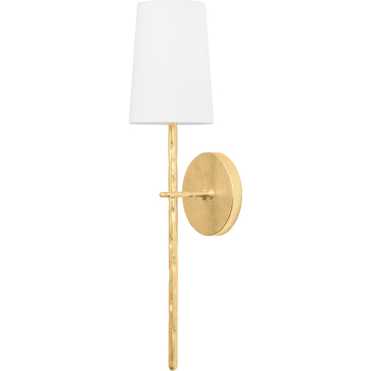 River One Light Sconce by Troy in vintage gold leaf. Made from steel in a modern style.