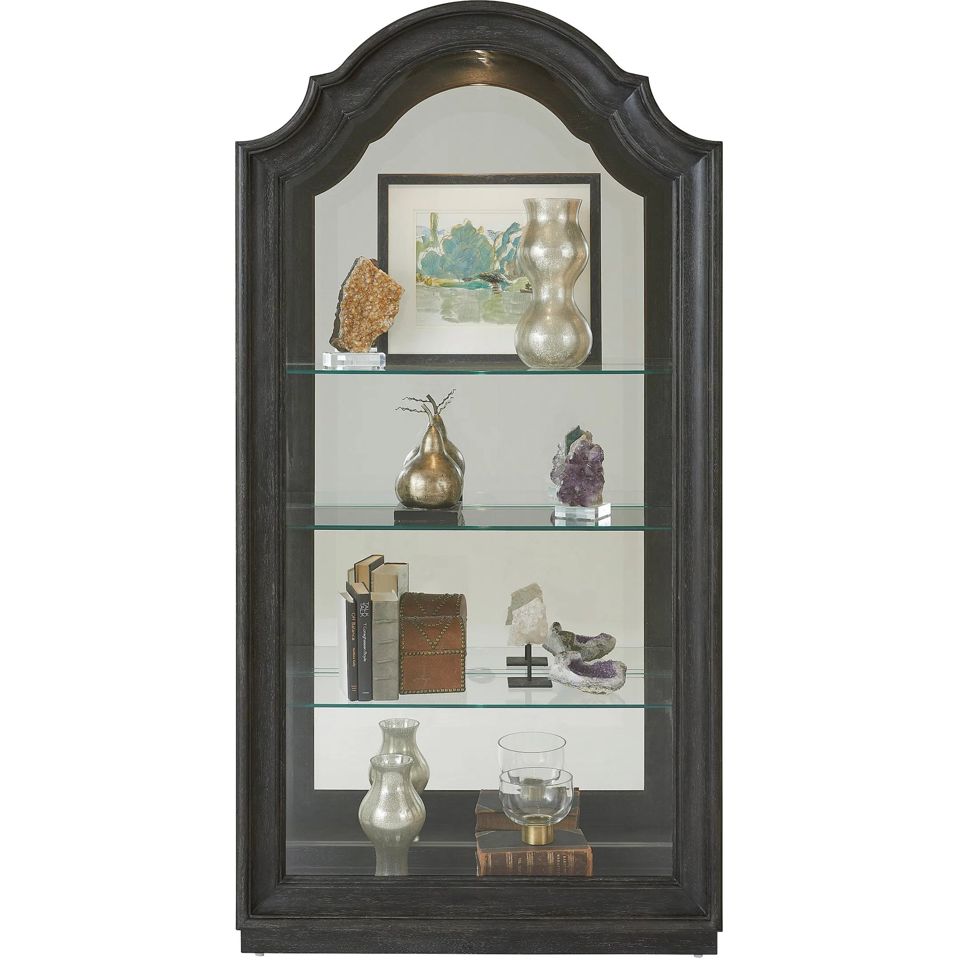 Traditional Side Entry Curio by Pulaski Furniture in dark brown. Made from oak wood veneers in a traditional style.