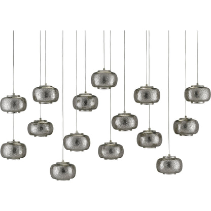 Pepper Linear Pendant by Currey and Company in painted silver, nickel. Made from metal in a modern style.