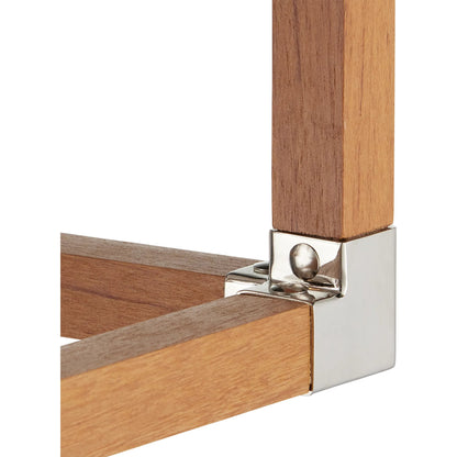 Boyd Semi-Flush Mount by Currey and Company in natural, polished nickel. Made from teak wood, metal in a modern style.