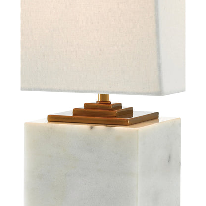Annelore Table Lamp by Currey and Company in white, antique brass. Made from marble, metal in a modern style.