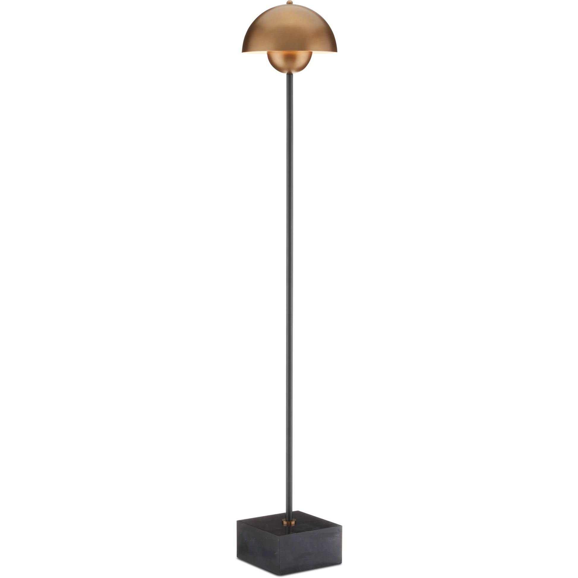 La Rue Floor Lamp by Currey and Company in brushed brass, black. Made from metal, marble in a modern style.