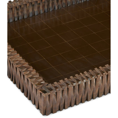 Koa Tray by Currey and Company in burnt horn, brown. Made from horn, composite in a cottage & farmhouse style.