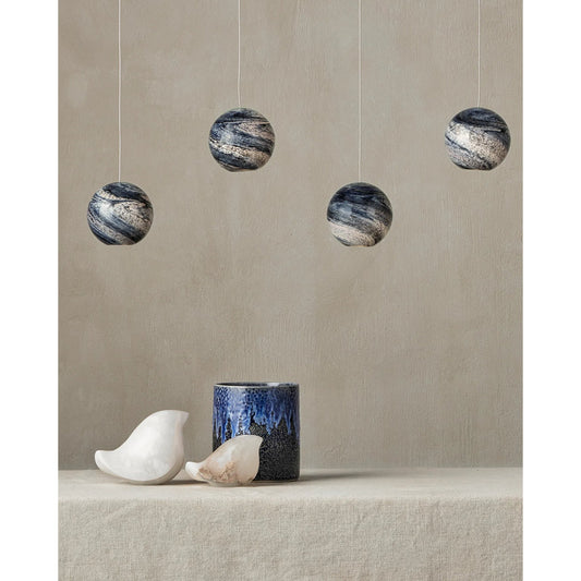 Kelmscott Cachepot by Currey and Company in dark blue, reactive blue. Made from ceramic in a modern style.