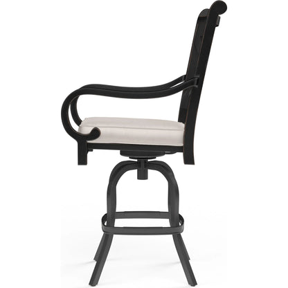 Monterey Outdoor Counter Stool by Sunset West in browns. Made from aluminum in a cottage & farmhouse style.