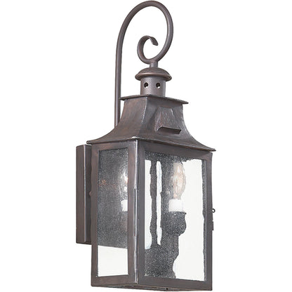 Newton Wall Lantern by Troy in old bronze. Made from hand forged iron in a traditional style.