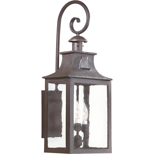 Newton Wall Lantern by Troy in old bronze. Made from hand forged iron in a traditional style.