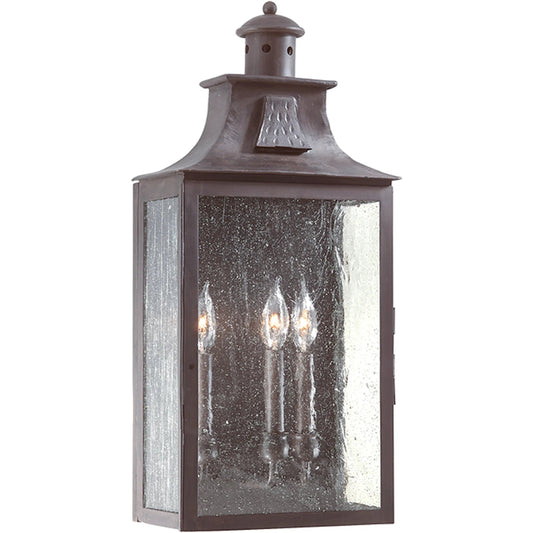 Newton Wall Pocket Lantern by Troy in old bronze. Made from hand forged iron in a traditional style.