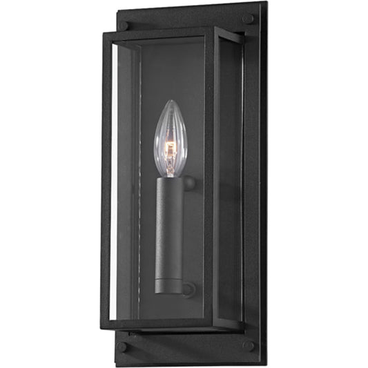 Winslow Exterior Wall Sconce by Troy in textured black. Made from aluminum, stainless steel in a transitional style.