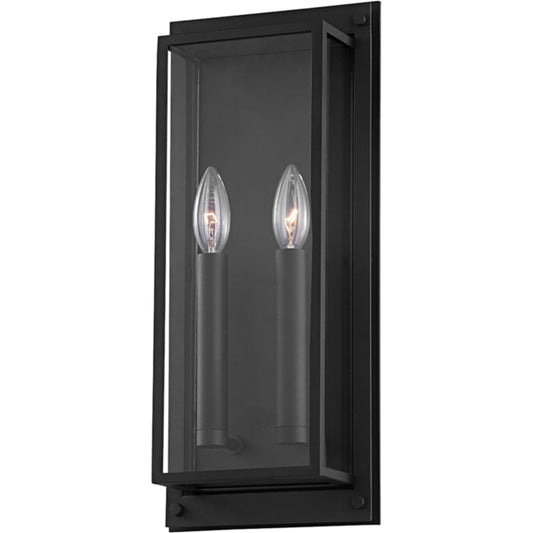 Winslow Exterior Wall Sconce by Troy in textured black. Made from aluminum, stainless steel in a transitional style.