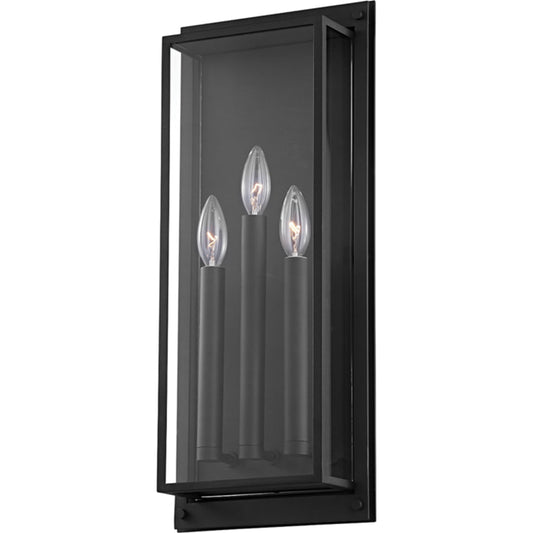 Winslow Exterior Wall Sconce by Troy in textured black. Made from aluminum, stainless steel in a transitional style.