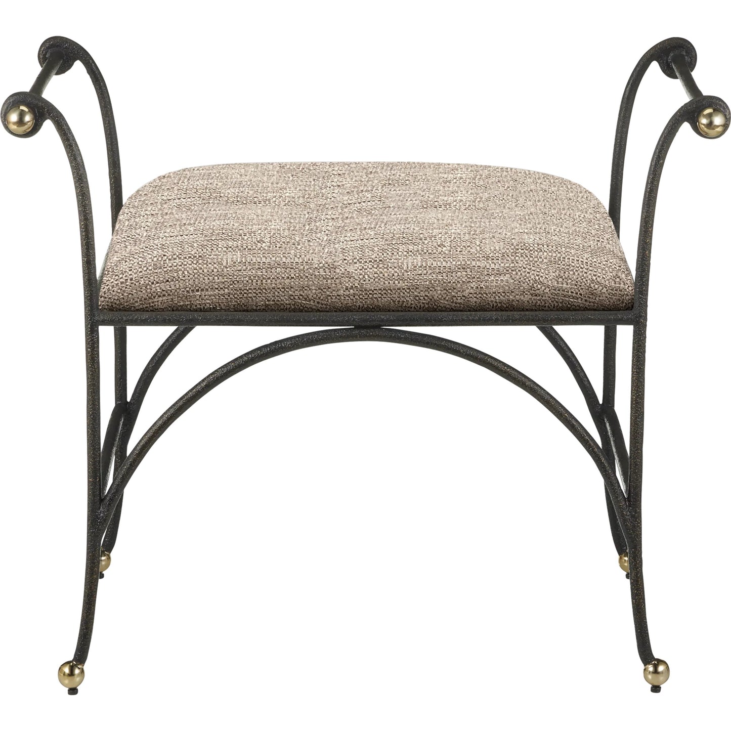002 SI-2257393 | Additional Silo | Mabel Ottoman by Currey and Company in antique black, polished brass. Made from steel, stainless steel in a transitional style.