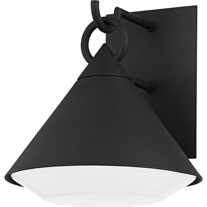 Catalina Exterior Wall Sconce by Troy in textured black. Made from aluminum, stainless steel in a modern style.