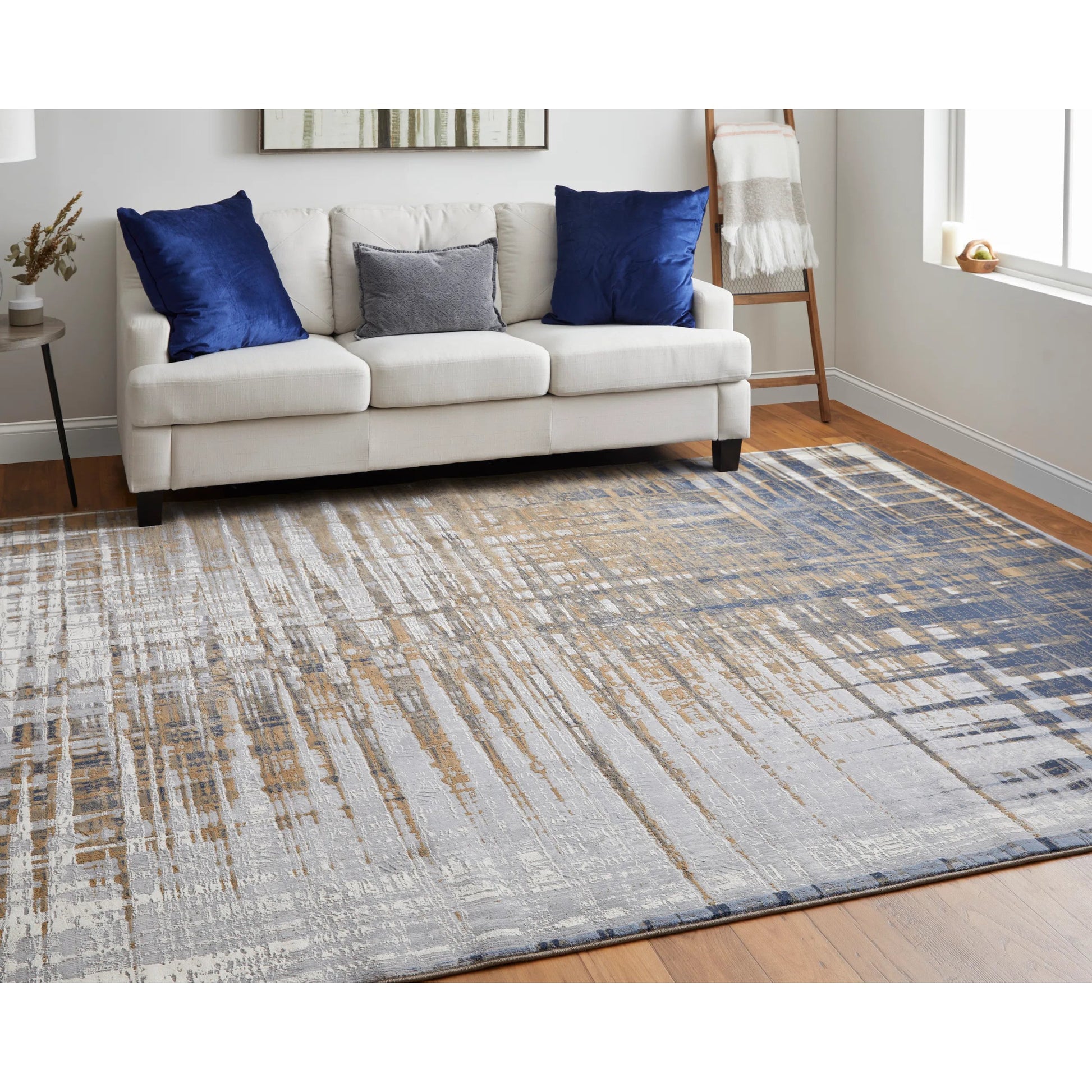 Clio Rug - 39K4F by Feizy in blue, orange, gray. Made from polypropylene, polyester in a unique style.