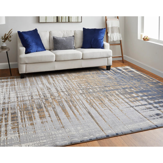 Clio Rug - 39K4F by Feizy in blue, orange, gray. Made from polypropylene, polyester in a unique style.