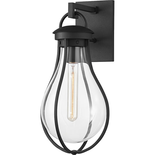 Bowie Exterior Wall Sconce by Troy in textured black. Made from aluminum, stainless steel in a traditional style.