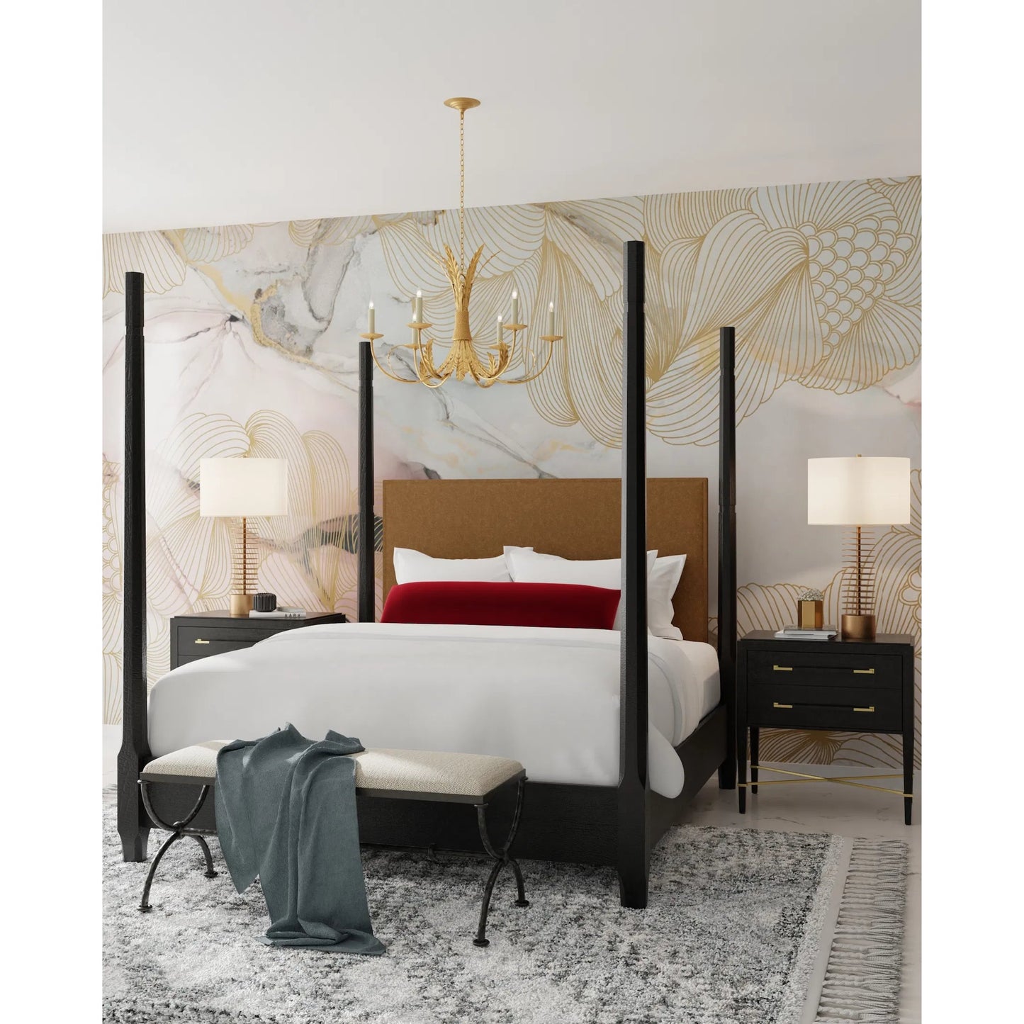 005 SI-1894630 | Lifestyle | Walwyn Table Lamp by Currey and Company in painted antique brass. Made from metal in a modern style.