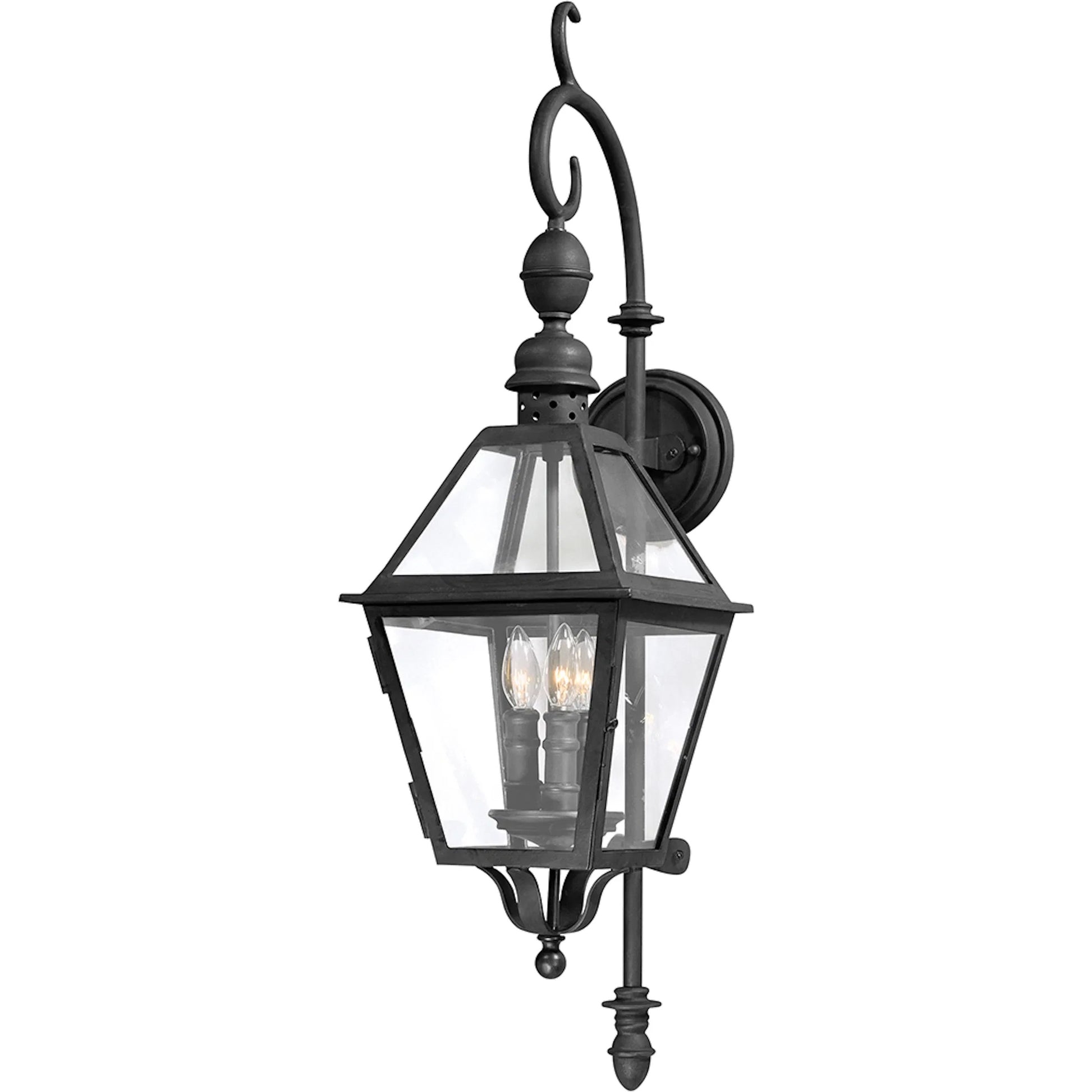 Townsend Wall Sconce by Troy in textured black. Made from hand worked iron in a cottage & farmhouse style.